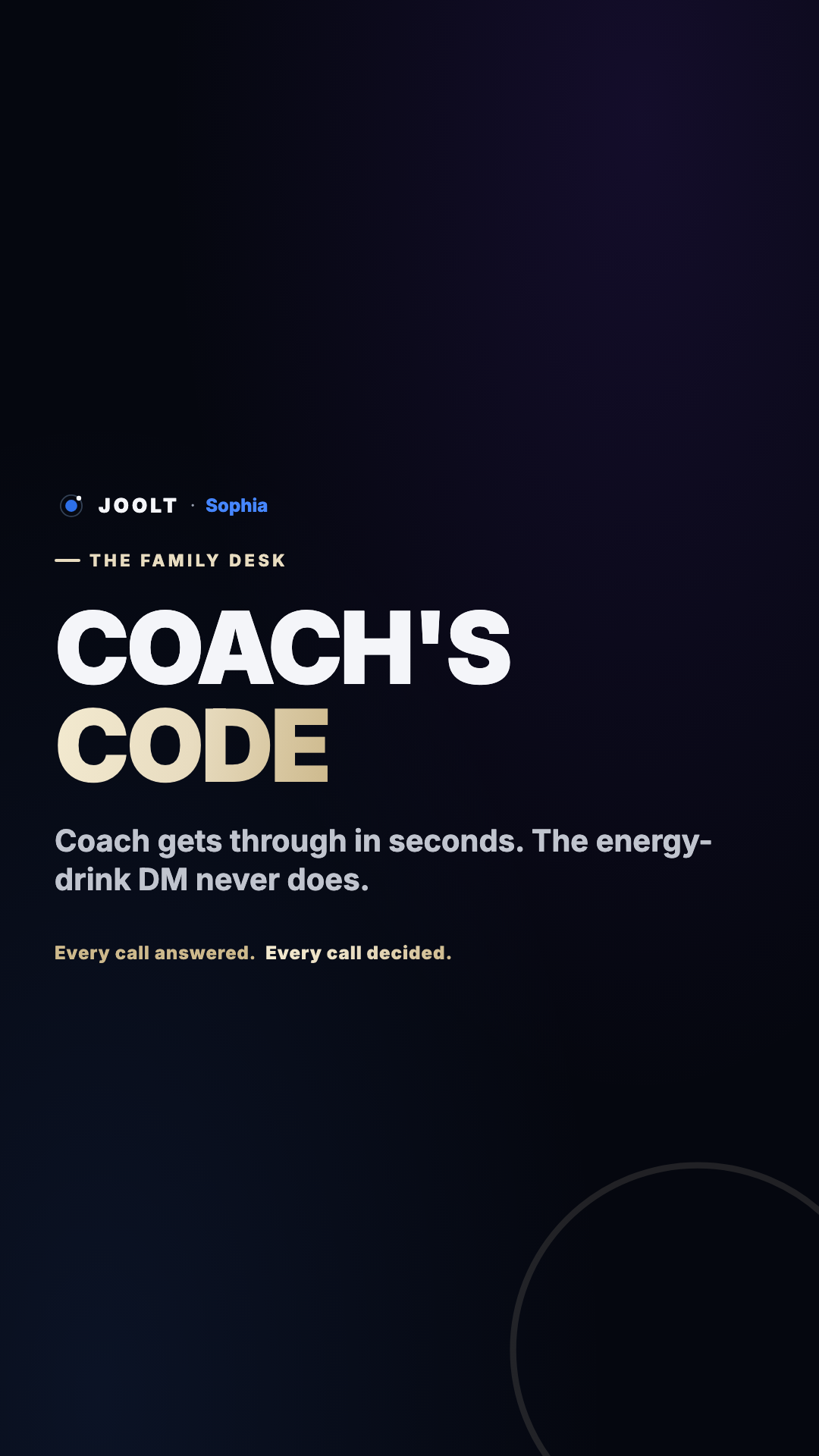 The coach’s code, access that runs through the family, not around it